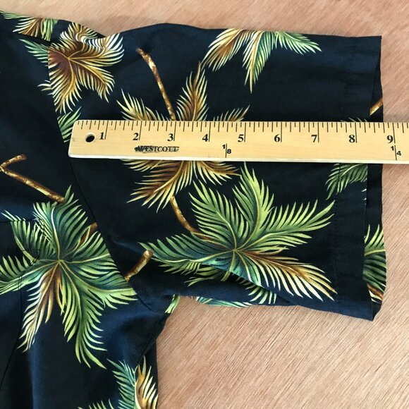 Bishop Street Hawaiian Shirt Men L Green Floral Button Up Pocket Short Sleeve - Picture 8 of 9